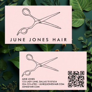 Haar Stylist Schaar Chique Barber QR Code Blush Visitekaartje