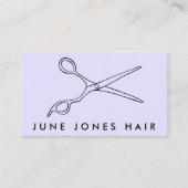 Haar Stylist Schaar Chique Barber QR Code Paarse Visitekaartje (Voorkant)