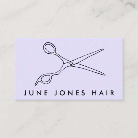 Haar Stylist Schaar Chique Barber QR Code Paarse Visitekaartje (Voorkant)