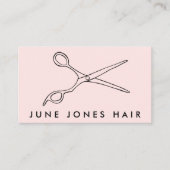 Haar Stylist Schaar Chique Barber QR Code PalePink Visitekaartje (Voorkant)