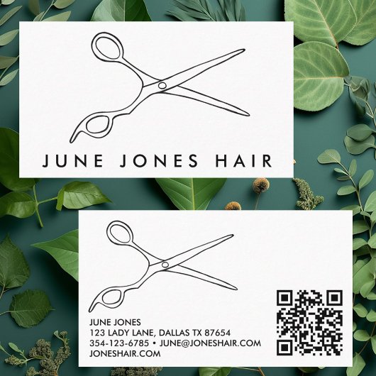 Haar Stylist Schaar Chique Barber QR Code Simple Visitekaartje
