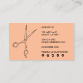 Haar Stylist Schaar Chique Line Art Peach Fuzz Visitekaartje (Achterkant)