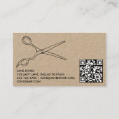 Haar Stylist Schaar Chique Tekening Barber QR Code Visitekaartje (Achterkant)