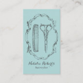 Haar Stylist  schaar & Comb Elegant Blauwgroen Visitekaartje (Voorkant)