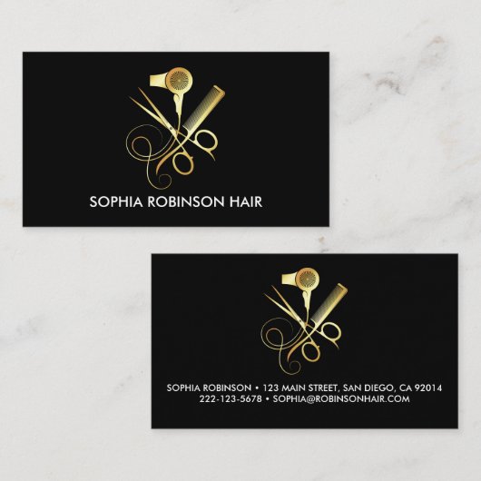 Haar Stylist Schaar Droger Kam Modern Visitekaartje (Voorkant / Achterkant)