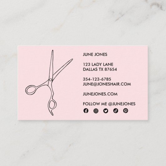 Haar Stylist Schaar Elegante Wildflower Blush Visitekaartje (Achterkant)