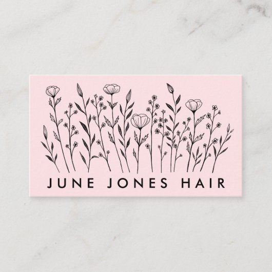 Haar Stylist Schaar Elegante Wildflower Blush Visitekaartje (Voorkant)