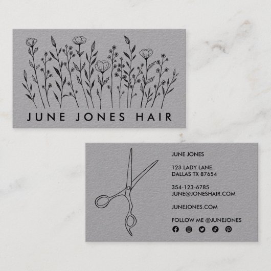 Haar Stylist Schaar Elegante Wildflower Luxe Visitekaartje (Voorkant / Achterkant)