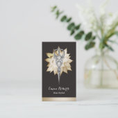 Haar Stylist  schaar & Gold Floral Salon Visitekaartje (Staand voorkant)