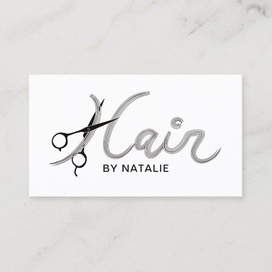 Haar Stylist Schaar & Haar Typografie Salon Visitekaartje (Voorkant)