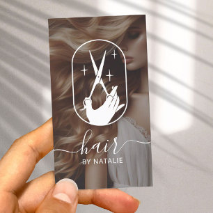 Haar Stylist Schaar Hand Logo Beauty Salon Foto Visitekaartje