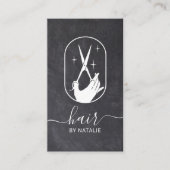 Haar Stylist Schaar Hand Logo Chalk Kapper Visitekaartje (Voorkant)