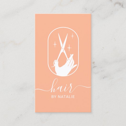 Haar Stylist Schaar & Hand Logo Salon Schattige Pe Visitekaartje (Voorkant)