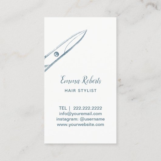 Haar Stylist  schaar & Initialen Elegant Visitekaartje (Achterkant)