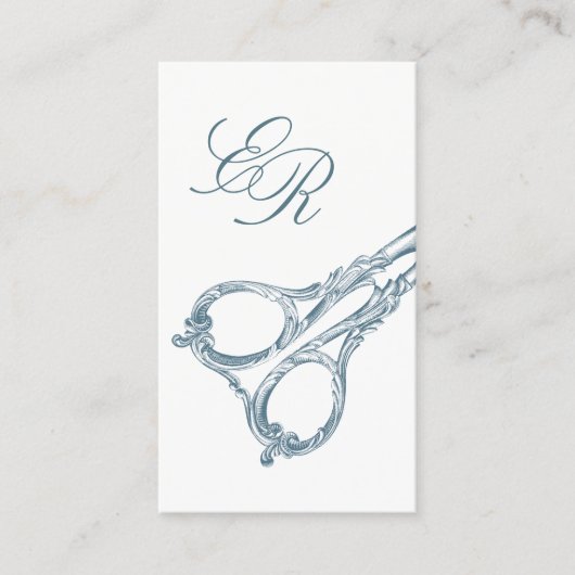 Haar Stylist  schaar & Initialen Elegant Visitekaartje (Voorkant)