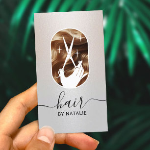 Haar Stylist Schaar Logo Modern Silver Salon Visitekaartje