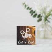 Haar stylist schaar Logo | Schoonheid van vrouwen Vierkante Visitekaartje (Staand voorkant)