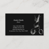 Haar Stylist Schaar Modern Black Barber Custom Visitekaartje (Achterkant)