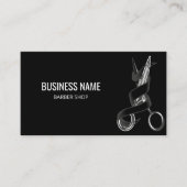 Haar Stylist Schaar Modern Black Barber Custom Visitekaartje (Voorkant)