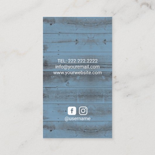 Haar Stylist  Schaar Salon Dusty Blue Wood Visitekaartje (Achterkant)