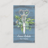 Haar Stylist  Schaar Salon Dusty Blue Wood Visitekaartje (Voorkant)