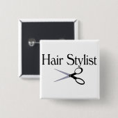 Haar Stylist-schaar Vierkante Button 5,1 Cm (Voorkant /achterkant)