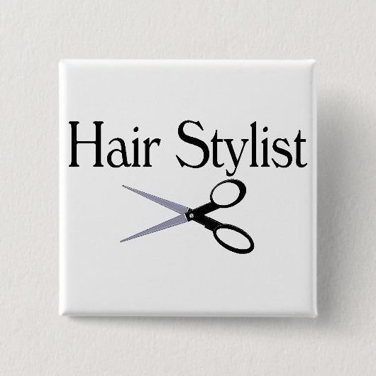 Haar Stylist-schaar Vierkante Button 5,1 Cm (Voorkant)