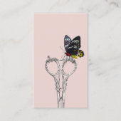 Haar Stylist  Schaar Vlinder Blush Roze Visitekaartje (Voorkant)