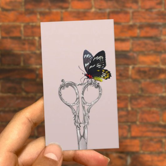 Haar Stylist  Schaar Vlinder Blush Roze Visitekaartje