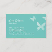 Haar Stylist Schaar & Vlinders Licht Blauwgroen Visitekaartje (Achterkant)