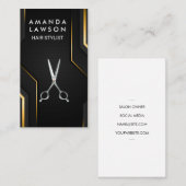 Haar stylist schaar | Zwart gouden achtergrond Visitekaartje (Voorkant / Achterkant)