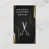 Haar stylist schaar | Zwart gouden achtergrond Visitekaartje (Voorkant)