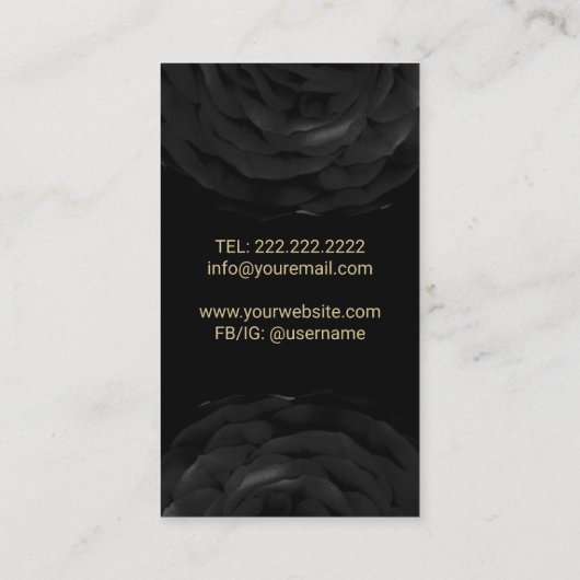 Haar Stylist Schaar & Zwarte Bloem Schoonheidssalo Visitekaartje (Achterkant)