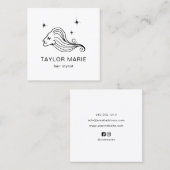 Haar Stylist Schattige Girly Minimalist Zwart-wit Vierkante Visitekaartje (Voorkant / Achterkant)