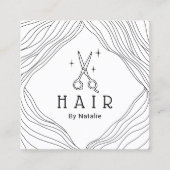 Haar Stylist Schattige Hand getrokken Schaar Schoo Vierkante Visitekaartje (Voorkant)