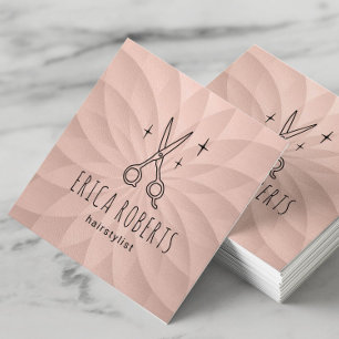 Haar Stylist Schattige Schaar Blush Roze Spiraal Vierkante Visitekaartje