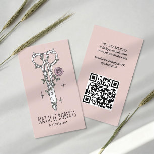 Haar Stylist Schattigee Schaar Tekening Blush Roze Visitekaartje