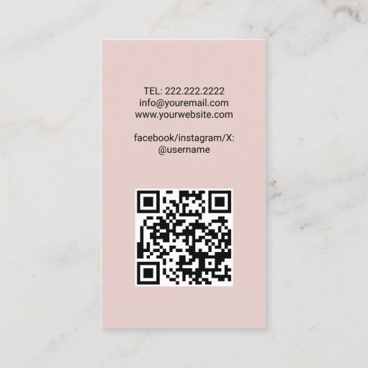 Haar Stylist Schattigee Schaar Tekening Blush Roze Visitekaartje (Achterkant)