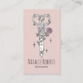 Haar Stylist Schattigee Schaar Tekening Blush Roze Visitekaartje (Voorkant)