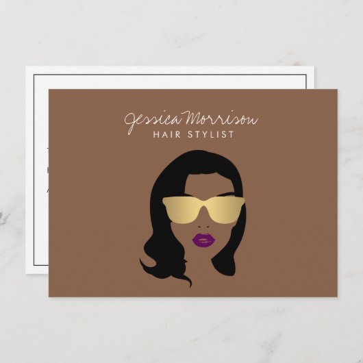 Haar Stylist Schoonheid Meisje Bruin Cadeaubon (Voorkant / Achterkant)