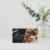 Haar Stylist Schoonheid Meisje Foto Zwart & Goud S Visitekaartje (Staand voorkant)