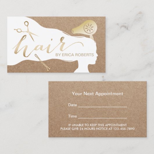 Haar Stylist Schoonheid Meisje Rustieke Salon Afsp Afsprakenkaartje (Voorkant / Achterkant)