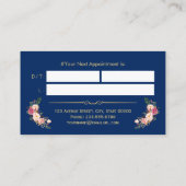 Haar Stylist Schoonheidssalon Floral Navy Afspraak Afsprakenkaartje (Achterkant)