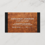 Haar Stylist Schoonheidssalon Logo | bruin leder Afsprakenkaartje (Achterkant)