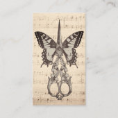 Haar Stylist Scissor Butterfly  Muzieknoten Visitekaartje (Voorkant)