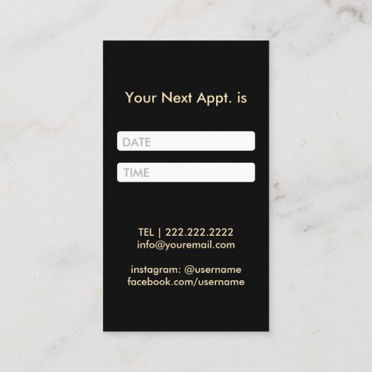 Haar Stylist Scissor & Comb Floral Appointment Afsprakenkaartje (Achterkant)