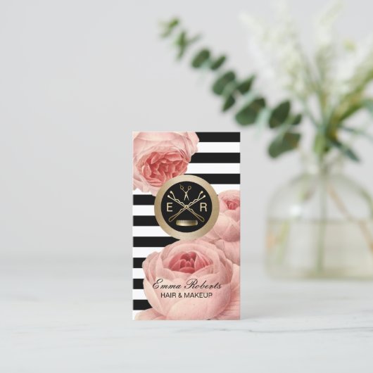 Haar Stylist Scissor & Comb Floral Appointment Afsprakenkaartje (Staand voorkant)