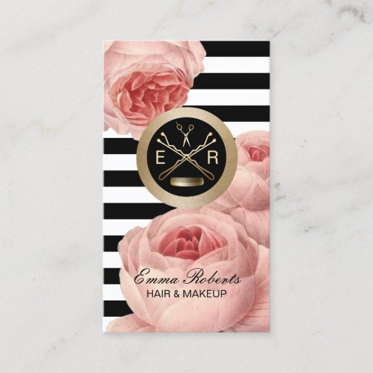 Haar Stylist Scissor & Comb Floral Appointment Afsprakenkaartje (Voorkant)