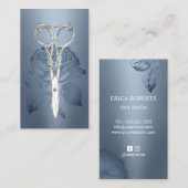 Haar Stylist Scissor Dusty Blue Roos Flower Visitekaartje (Voorkant / Achterkant)