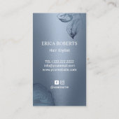 Haar Stylist Scissor Dusty Blue Roos Flower Visitekaartje (Achterkant)